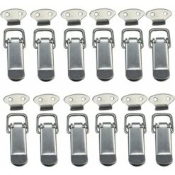 Aunrtb Attache Capot 12 Pièces, Fermeture à Levier, Loquet à Ressort,Loquet à Bascule Fermoir à Ressort Avec Crochet Fermeture à Ressort En Acier Inoxydable Pour Coffret, Boîte, Tiroir, Armoire