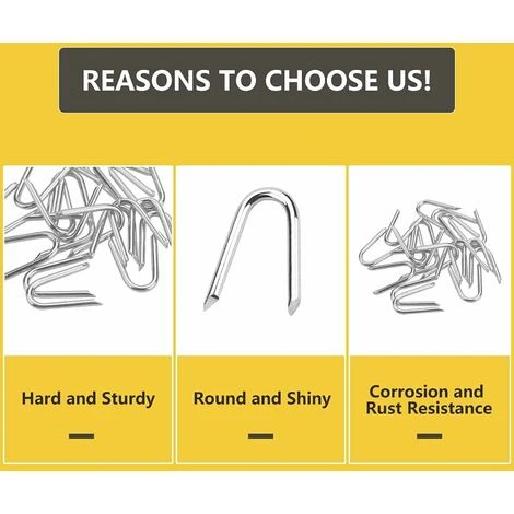 140 Pièces Crampons En Acier Galvanisé Crampillons Pour Cloture Crampillon Grillage 1.2 1.9cm Clou De Clôture En Forme De U Agrafes Pour Clôture Agrafe Galvanisée Grillage Pour Filets 2 140 Pièces Crampons En Acier Galvanisé Crampillons Pour Cloture Crampillon Grillage 1.2 1.9cm Clou De Clôture En Forme De U Agrafes Pour Clôture Agrafe Galvanisée Grillage Pour Filets – Image 2