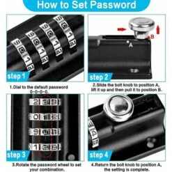 Loquet De Verrouillage à Combinaison Verrou à Combinaison à 4 Chiffres Verrou De Porte à Code Mécanique Serrure Sans Clé Glissière Verrou De Porte Inviolable Pour Armoire Jardin, 7 Loquet De Verrouillage à Combinaison Verrou à Combinaison à 4 Chiffres Verrou De Porte à Code Mécanique Serrure Sans Clé Glissière Verrou De Porte Inviolable Pour Armoire Jardin, -Rapid Soldes Boutique 85799764 3