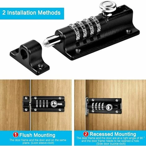 Loquet De Verrouillage à Combinaison Verrou à Combinaison à 4 Chiffres Verrou De Porte à Code Mécanique Serrure Sans Clé Glissière Verrou De Porte Inviolable Pour Armoire Jardin, 4 Loquet De Verrouillage à Combinaison Verrou à Combinaison à 4 Chiffres Verrou De Porte à Code Mécanique Serrure Sans Clé Glissière Verrou De Porte Inviolable Pour Armoire Jardin, – Image 4