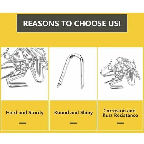 140 Pièces Crampons En Acier Galvanisé Crampillons Pour Cloture Crampillon Grillage 1.2 1.9cm Clou De Clture En Forme De U Agrafes Pour Clture Agrafe Galvanisée Grillage Pour Filets 2 140 Pièces Crampons En Acier Galvanisé Crampillons Pour Cloture Crampillon Grillage 1.2 1.9cm Clou De Clture En Forme De U Agrafes Pour Clture Agrafe Galvanisée Grillage Pour Filets – Image 2