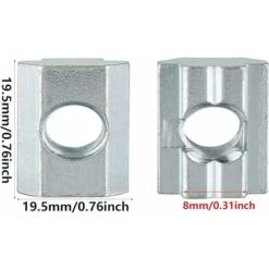 éCrou Carré De T éCrou Coulissant éCrou Coulissant M8 T-Track Travail Du Bois Pour La Fixation 20 PièCes， -Rapid Soldes Boutique 87450833 5