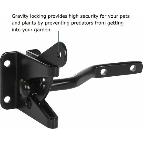 Verrou De Portail Verrouillage Automatique-Serrure Métal à Boulon-Loquet Acier à Gravité Clôture Jardin-Noir-Vis De Fixation Fournis 4 Verrou De Portail Verrouillage Automatique-Serrure Métal à Boulon-Loquet Acier à Gravité Clôture Jardin-Noir-Vis De Fixation Fournis – Image 4