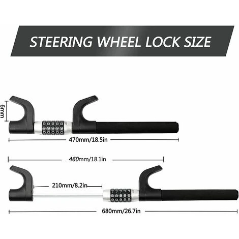 Antivol Voiture, Canne Antivol Voiture, Bloque Volant, Barre Antivol Robuste Et Sécurisée, Universelle 2 Antivol Voiture, Canne Antivol Voiture, Bloque Volant, Barre Antivol Robuste Et Sécurisée, Universelle – Image 2