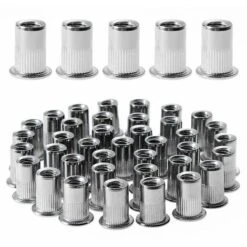 100 Pièces M6 écrou à Rivet Fileté à Tête Plate, écrous à Riveter Fileter En Acier Inoxydable, Assortiment Inserts Filetés Pour Mental Plastique (12 Mm 15 Mm)