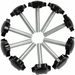 Rabais 10Pcs Boutons De Serrage M8 X 40mm Vis à Tête Moletée, Bouton à Main Fileté Ecrou En Etoile Boulon De Serrage De Filetage M8 Avec Ecrou, Boutons De Serrage De Filetage Avec Poignée