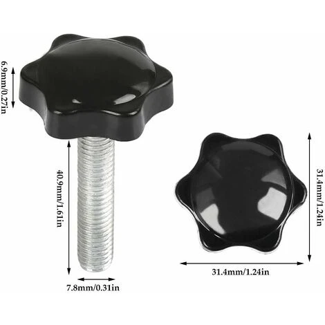 Rabais 10Pcs Boutons De Serrage M8 X 40mm Vis à Tête Moletée, Bouton à Main Fileté Ecrou En Etoile Boulon De Serrage De Filetage M8 Avec Ecrou, Boutons De Serrage De Filetage Avec Poignée 3 Rabais 10Pcs Boutons De Serrage M8 X 40mm Vis à Tête Moletée, Bouton à Main Fileté Ecrou En Etoile Boulon De Serrage De Filetage M8 Avec Ecrou, Boutons De Serrage De Filetage Avec Poignée – Image 3