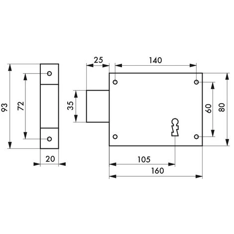 THIRARD - Serrure Horizontale En Applique à Clé Pour Porte De Cave, Pêne Seul, Gauche, Axe 105mm, 160x80mm, Noir, 1 Clé 2 THIRARD - Serrure Horizontale En Applique à Clé Pour Porte De Cave, Pêne Seul, Gauche, Axe 105mm, 160x80mm, Noir, 1 Clé – Image 2