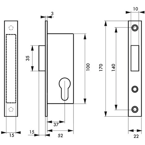 THIRARD - Boitier De Serrure Encastrable à Cylindre Pour Porte D'entrée, Axe 37mm, Bouts Carrés, Pêne Dormant Seul 2 THIRARD - Boitier De Serrure Encastrable à Cylindre Pour Porte D'entrée, Axe 37mm, Bouts Carrés, Pêne Dormant Seul – Image 2