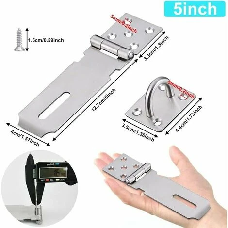 2 Pcs Porte Cadenas En Acier Inoxydable 5 Pouces Fermoir Cadenas Antirouille Durable Avec Vis Loquet De Porte Robustes Anti-corrosion Pour Portes Placard Armoire Tiroir Meubles - Argent 2 2 Pcs Porte Cadenas En Acier Inoxydable 5 Pouces Fermoir Cadenas Antirouille Durable Avec Vis Loquet De Porte Robustes Anti-corrosion Pour Portes Placard Armoire Tiroir Meubles - Argent â Image 2