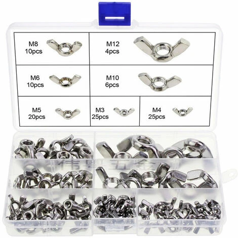 Écrous à Oreilles, 100 Pcs En Acier Inoxydable Filetage Métrique M8 Écrous à Oreilles Écrous à Oreilles M3 M4 M5 M6 M8 M10 M12 Kit D'assortiment D'écrous à Oreilles Pour Outils De Bricolage, 2 Écrous à Oreilles, 100 Pcs En Acier Inoxydable Filetage Métrique M8 Écrous à Oreilles Écrous à Oreilles M3 M4 M5 M6 M8 M10 M12 Kit D'assortiment D'écrous à Oreilles Pour Outils De Bricolage, – Image 2