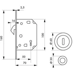 THIRARD - Serrure Encastrable à Crochet à Clé Pour Porte De Chambre Coulissante, Axe 50mm, Bouts Ronds, Laiton -Rapid Soldes Boutique 8945792 3