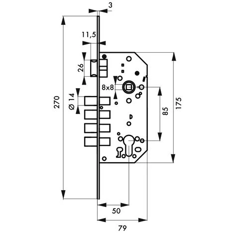 THIRARD - Boitier De Serrure Encastrable à Cylindre Pour Entrée, Axe 50mm, 4 Pênes, Rosaces Ouvertes, Bouts Ronds, Laiton 2 THIRARD - Boitier De Serrure Encastrable à Cylindre Pour Entrée, Axe 50mm, 4 Pênes, Rosaces Ouvertes, Bouts Ronds, Laiton – Image 2