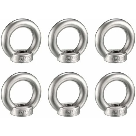 6 Pièces M12 Écrou à Oeil De Levage Acier Inoxydable Écrou De Bague Métriques Matériel En Forme Anneau Femelle Fixation Écrou Fileté Pour Accessoires De Levage, Polissage De Surface, Argent 1 6 Pièces M12 Écrou à Oeil De Levage Acier Inoxydable Écrou De Bague Métriques Matériel En Forme Anneau Femelle Fixation Écrou Fileté Pour Accessoires De Levage, Polissage De Surface, Argent