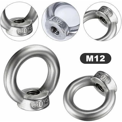 6 Pièces M12 Écrou à Oeil De Levage Acier Inoxydable Écrou De Bague Métriques Matériel En Forme Anneau Femelle Fixation Écrou Fileté Pour Accessoires De Levage, Polissage De Surface, Argent 2 6 Pièces M12 Écrou à Oeil De Levage Acier Inoxydable Écrou De Bague Métriques Matériel En Forme Anneau Femelle Fixation Écrou Fileté Pour Accessoires De Levage, Polissage De Surface, Argent – Image 2