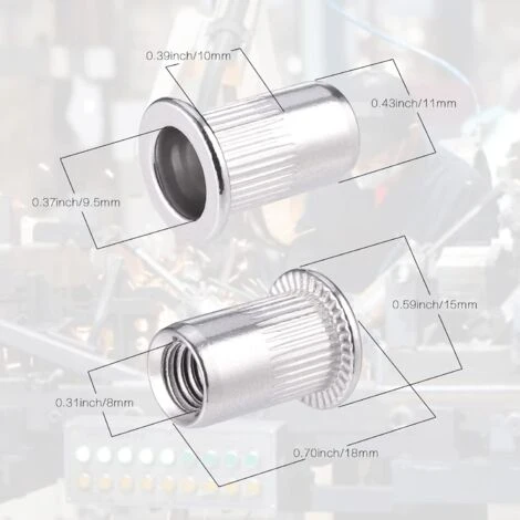 60 Pièces 304 Ecrou A Sertir M8 En Acier Inoxydable Tête Plate Ecrou Aveugle Rivet Fileté Ecrou A Rivet Pour Pince à Insert Fileté 2 60 Pièces 304 Ecrou A Sertir M8 En Acier Inoxydable Tête Plate Ecrou Aveugle Rivet Fileté Ecrou A Rivet Pour Pince à Insert Fileté – Image 2