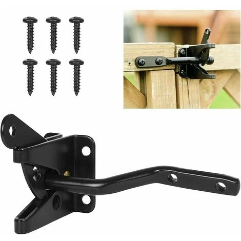 Verrou De Porte Automatique Noir, Serrure De Jardin Automatique, Verrou De Portail, Avec 6 Vis, Pour Patio/Jardin/Porte 1 Verrou De Porte Automatique Noir, Serrure De Jardin Automatique, Verrou De Portail, Avec 6 Vis, Pour Patio/Jardin/Porte