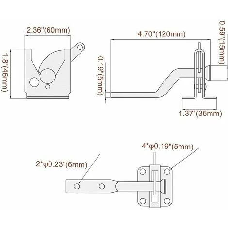 Verrou De Porte Automatique Noir, Serrure De Jardin Automatique, Verrou De Portail, Avec 6 Vis, Pour Patio/Jardin/Porte 5 Verrou De Porte Automatique Noir, Serrure De Jardin Automatique, Verrou De Portail, Avec 6 Vis, Pour Patio/Jardin/Porte – Image 5