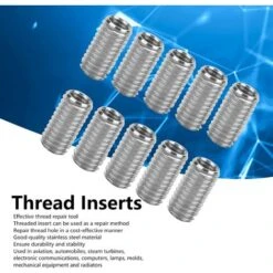 10pcs Intérieur M6 1.0 Extérieur M8 1.25 Lueur 15mm Inserts Filetés à Fente -Rapid Soldes Boutique 91407125 3