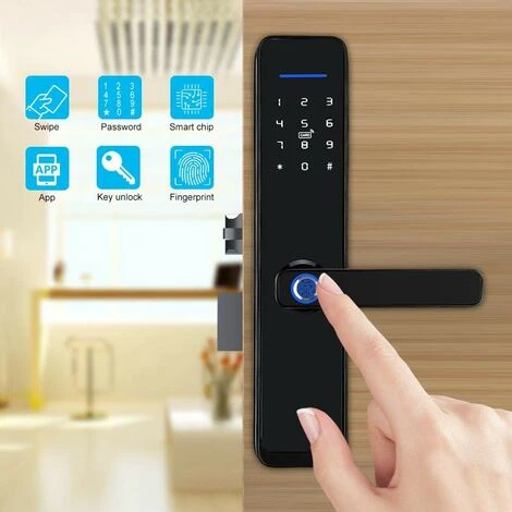 Serrure De Porte Biométrique Avec Empreinte Digitale, Serrure De Poignée De Porte électronique WiFi, Mot De Passe D'empreintes Digitales IC Card APP Clé à Distance Déverrouiller Le Levier De Porte Ava 2 Serrure De Porte Biométrique Avec Empreinte Digitale, Serrure De Poignée De Porte électronique WiFi, Mot De Passe D'empreintes Digitales IC Card APP Clé à Distance Déverrouiller Le Levier De Porte Ava – Image 2