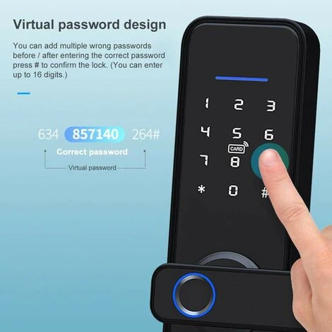 Serrure De Porte Biométrique Avec Empreinte Digitale, Serrure De Poignée De Porte électronique WiFi, Mot De Passe D'empreintes Digitales IC Card APP Clé à Distance Déverrouiller Le Levier De Porte Ava 4 Serrure De Porte Biométrique Avec Empreinte Digitale, Serrure De Poignée De Porte électronique WiFi, Mot De Passe D'empreintes Digitales IC Card APP Clé à Distance Déverrouiller Le Levier De Porte Ava – Image 4
