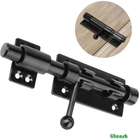 Serrure De Porte De Sécurité à Pêne Coulissant Robuste Avec Trou Pour Cadenas, Acier Inoxydable 304 Noir Mat, Longueur 6 Pouces 160 Mm, Diamètre 14 Mm. (8 Pouces (200mm)-6 Pouces 160mm 2 Serrure De Porte De Sécurité à Pêne Coulissant Robuste Avec Trou Pour Cadenas, Acier Inoxydable 304 Noir Mat, Longueur 6 Pouces 160 Mm, Diamètre 14 Mm. (8 Pouces (200mm)-6 Pouces 160mm – Image 2