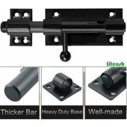 Serrure De Porte De Sécurité à Pêne Coulissant Robuste Avec Trou Pour Cadenas, Acier Inoxydable 304 Noir Mat, Longueur 6 Pouces 160 Mm, Diamètre 14 Mm. (8 Pouces (200mm)-6 Pouces 160mm 8 Serrure De Porte De Sécurité à Pêne Coulissant Robuste Avec Trou Pour Cadenas, Acier Inoxydable 304 Noir Mat, Longueur 6 Pouces 160 Mm, Diamètre 14 Mm. (8 Pouces (200mm)-6 Pouces 160mm -Rapid Soldes Boutique 93286658 4