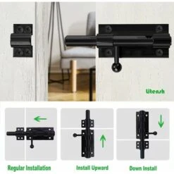 Serrure De Porte De Sécurité à Pêne Coulissant Robuste Avec Trou Pour Cadenas, Acier Inoxydable 304 Noir Mat, Longueur 6 Pouces 160 Mm, Diamètre 14 Mm. (8 Pouces (200mm)-6 Pouces 160mm 9 Serrure De Porte De Sécurité à Pêne Coulissant Robuste Avec Trou Pour Cadenas, Acier Inoxydable 304 Noir Mat, Longueur 6 Pouces 160 Mm, Diamètre 14 Mm. (8 Pouces (200mm)-6 Pouces 160mm -Rapid Soldes Boutique 93286658 5