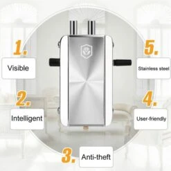 Serrure De Porte Électrique, Serrure De Télécommande Intelligente Serrure Antivol Mécanique Serrure De Porte Sécurité Antivol Forte Avec Quatre Télécommandes Portesécurité à Domicile Serrure Porte -Rapid Soldes Boutique 95085162 4