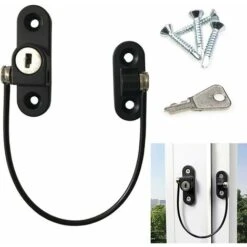 Verrou De Sécurité Enfant Noir, Serrure De Sécurité Pour Porte, Fenêtre, Tiroir, Placard, Réfrigérateur, Limiteur De Porte, Limiteur D'ouverture, Antivol Avec Vis Et Clés