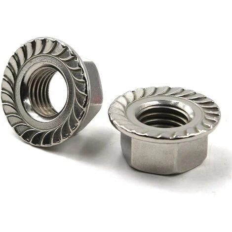 M8 Écrous De Blocage Hexagonaux à écrou à Collerette Acier Inoxydable (paquet De 50) - MODOU 2 M8 Écrous De Blocage Hexagonaux à écrou à Collerette Acier Inoxydable (paquet De 50) - MODOU – Image 2