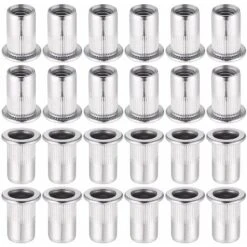 60 PCS M5/6/8 Acier Inoxydable 304 Rivet Écrou,Écrous à Sertir Rivet Écrou à Tête Plate Nutsert En Acier Écrou Outil Plat Tête Filetée Rivet Nutsert Ecrous De Rivet Insert Filetage Métrique H13