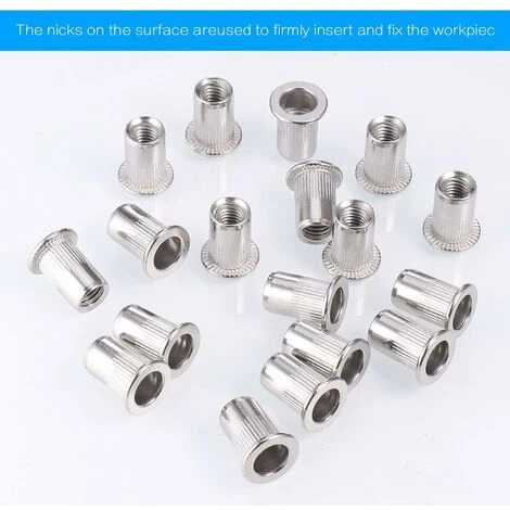 60 PCS M5/6/8 Acier Inoxydable 304 Rivet Écrou,Écrous à Sertir Rivet Écrou à Tête Plate Nutsert En Acier Écrou Outil Plat Tête Filetée Rivet Nutsert Ecrous De Rivet Insert Filetage Métrique H13 5 60 PCS M5/6/8 Acier Inoxydable 304 Rivet Écrou,Écrous à Sertir Rivet Écrou à Tête Plate Nutsert En Acier Écrou Outil Plat Tête Filetée Rivet Nutsert Ecrous De Rivet Insert Filetage Métrique H13 – Image 5