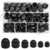 Cache Boulons Capuchon à Vis, Ecrou Protection Hexagonal, Plastique Boulons Capuchon, Écrou De Boulon à Dôme Noir Avec Boîte De Rangement(145PCS)