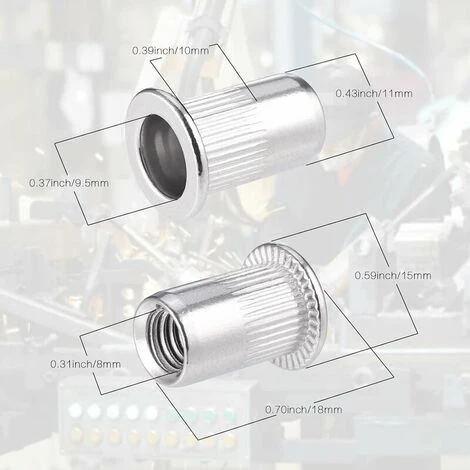 60 Pièces 304 Ecrou A Sertir M8 En Acier Inoxydable Tête Plate Ecrou Aveugle Rivet Fileté Ecrou A Rivet Pour Pince à Insert Fileté 2 60 Pièces 304 Ecrou A Sertir M8 En Acier Inoxydable Tête Plate Ecrou Aveugle Rivet Fileté Ecrou A Rivet Pour Pince à Insert Fileté – Image 2